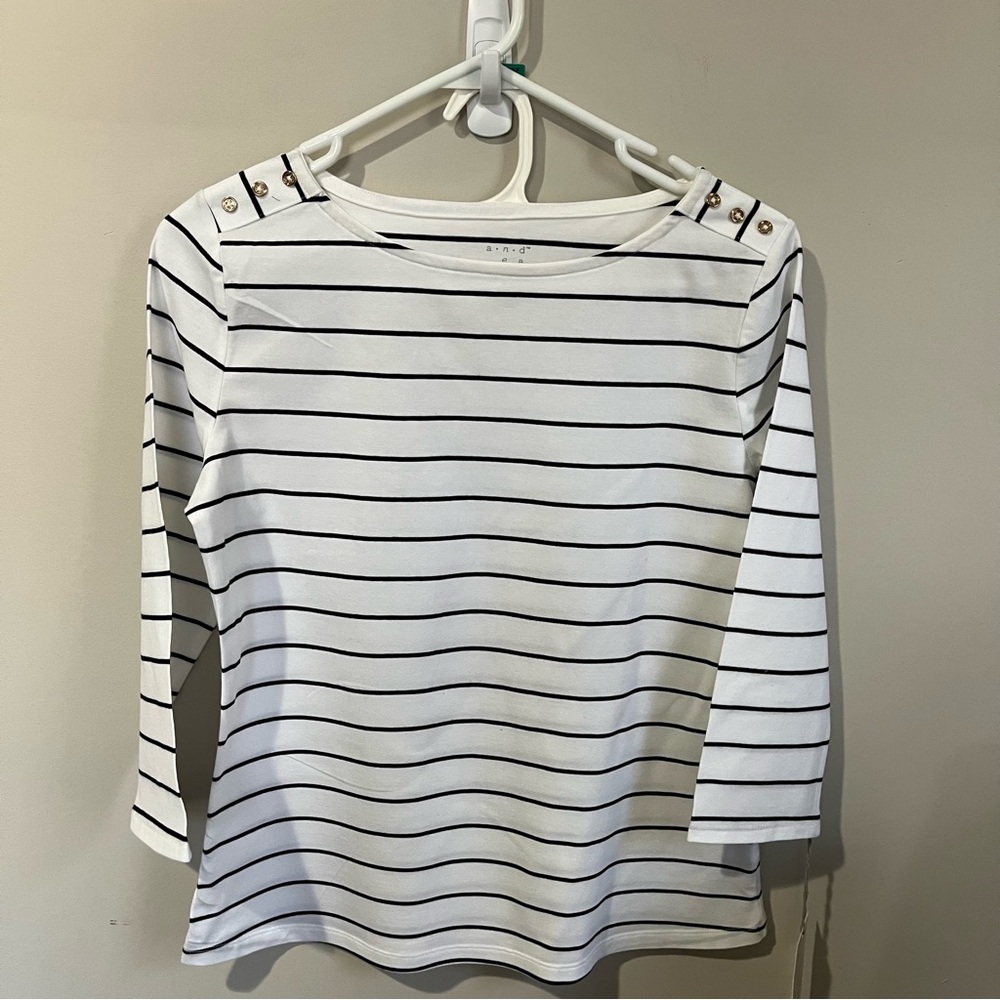 a new day Boatneck Striped Long-sleeve T-shirt - Size M